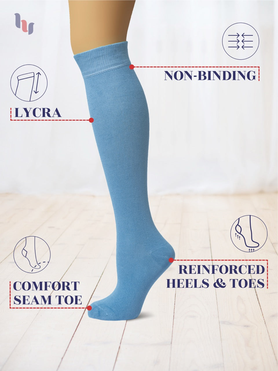 Knee-High Bamboo Dress Socks for Women, 4 Pairs