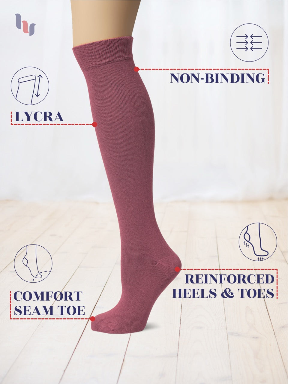 Knee-High Bamboo Dress Socks for Women, 4 Pairs