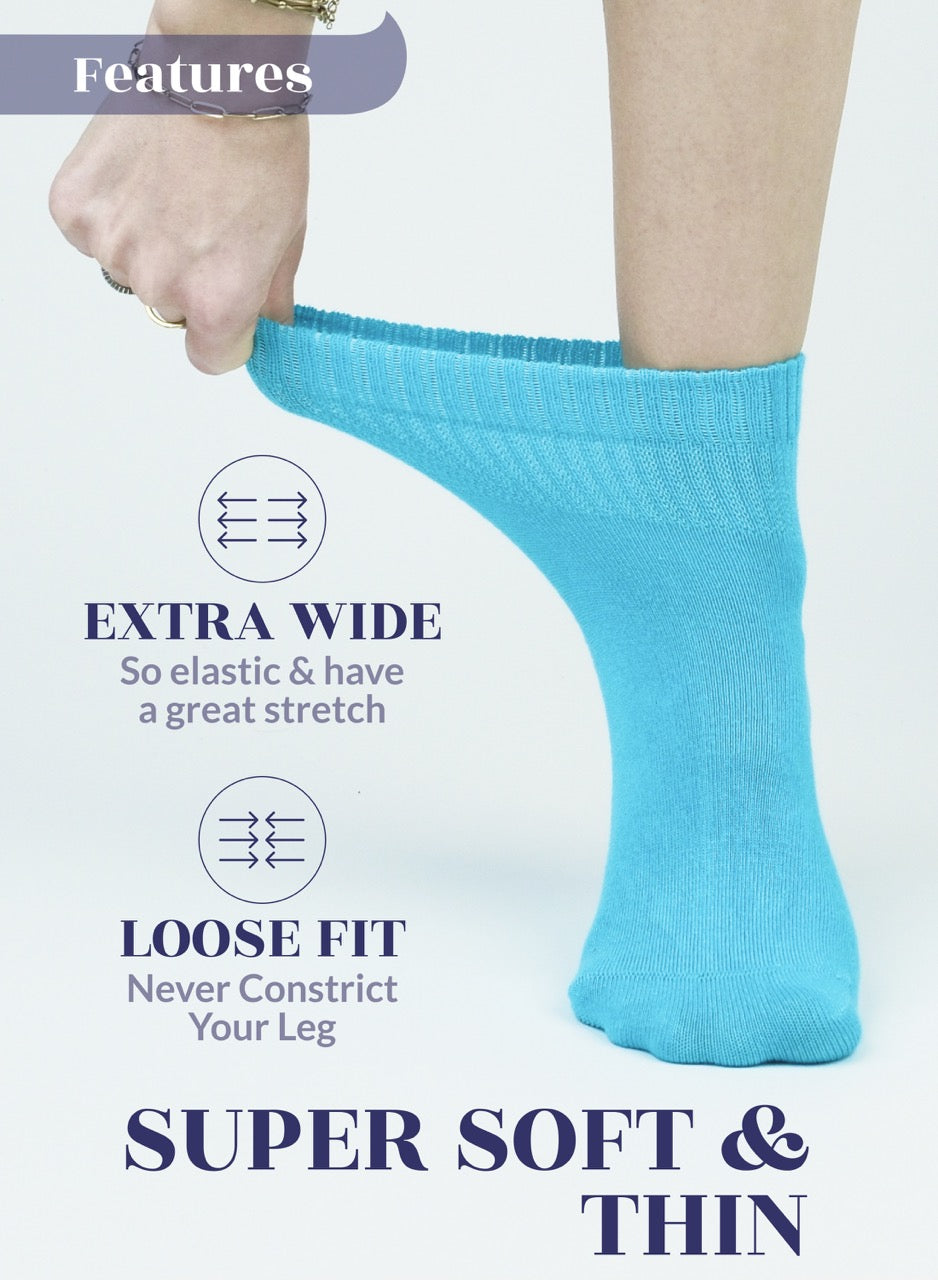 Lightweight Diabetic Bamboo Ankle Socks for Women, 4 Pairs