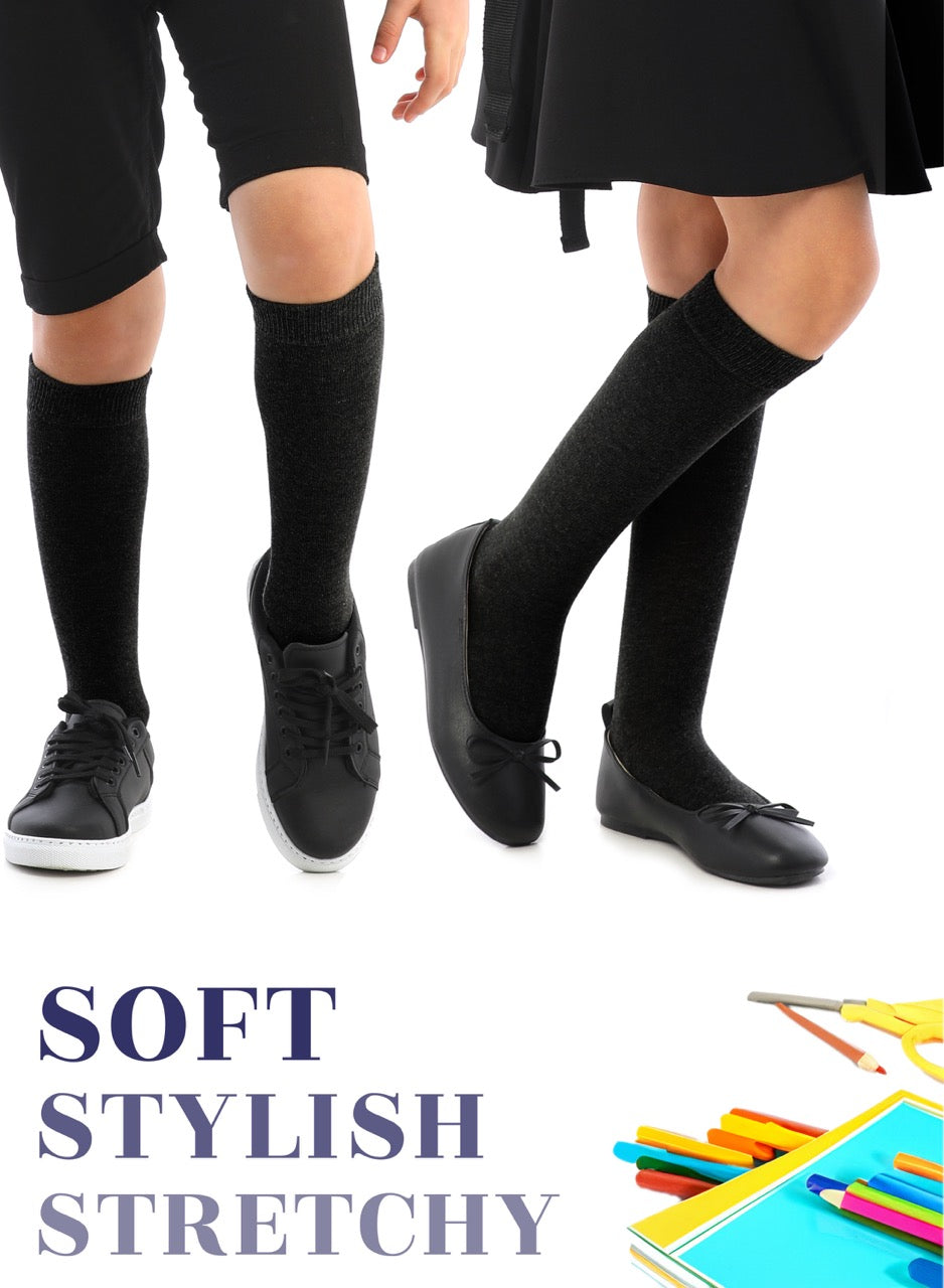 Kids' Bamboo School Knee-High Socks, 3 Pairs