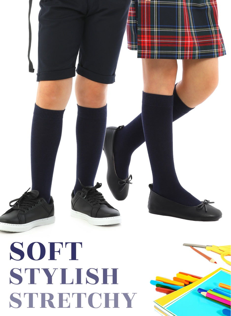 Kids' Bamboo School Knee-High Socks, 3 Pairs