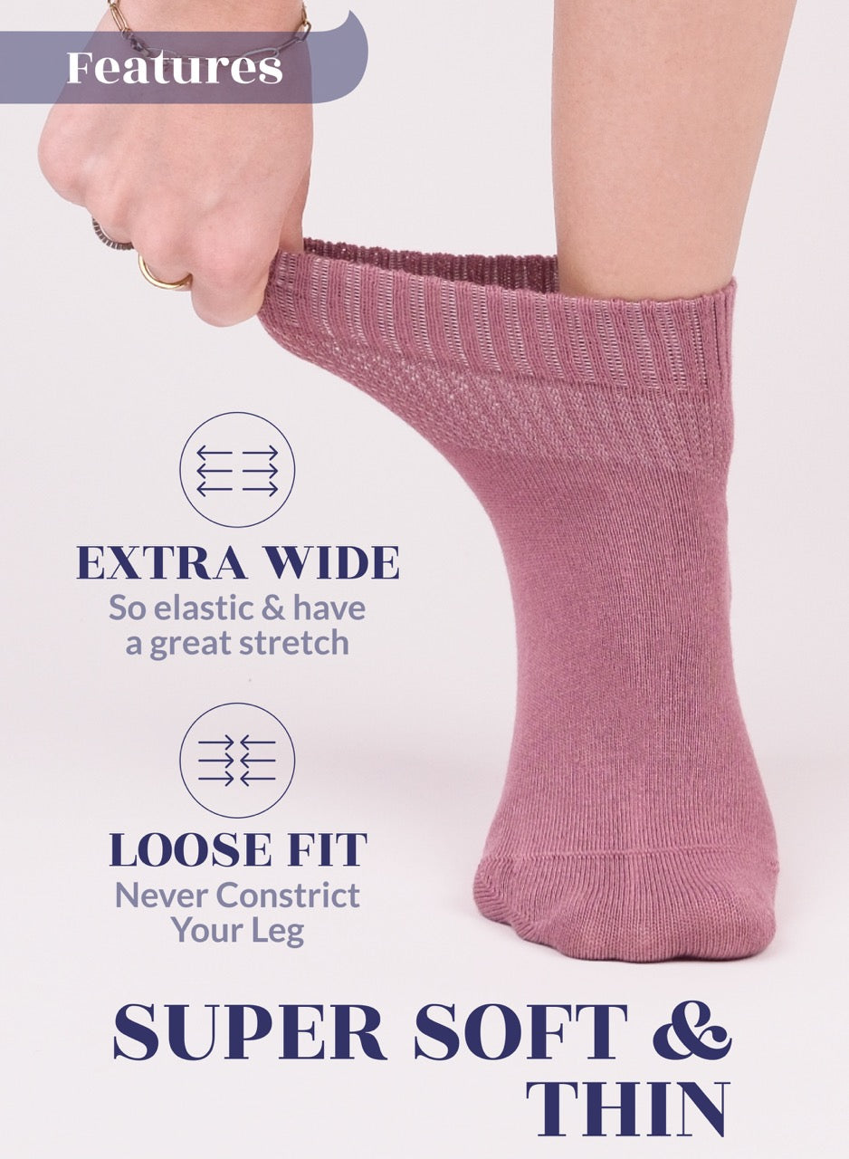 Lightweight Diabetic Bamboo Ankle Socks for Women, 4 Pairs