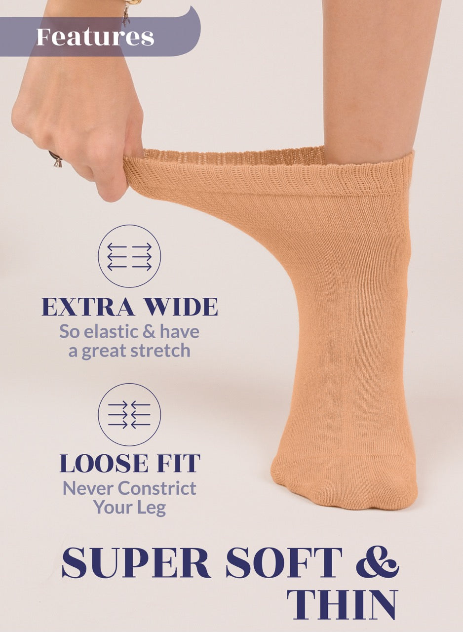 Lightweight Diabetic Bamboo Ankle Socks for Women, 4 Pairs