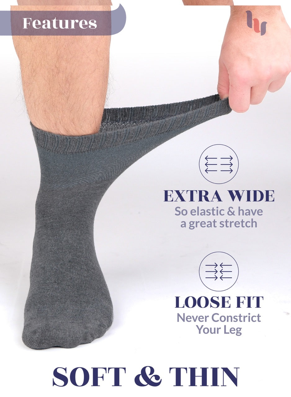 Men's Lightweight Bamboo Diabetic Ankle Socks, 4 Pairs