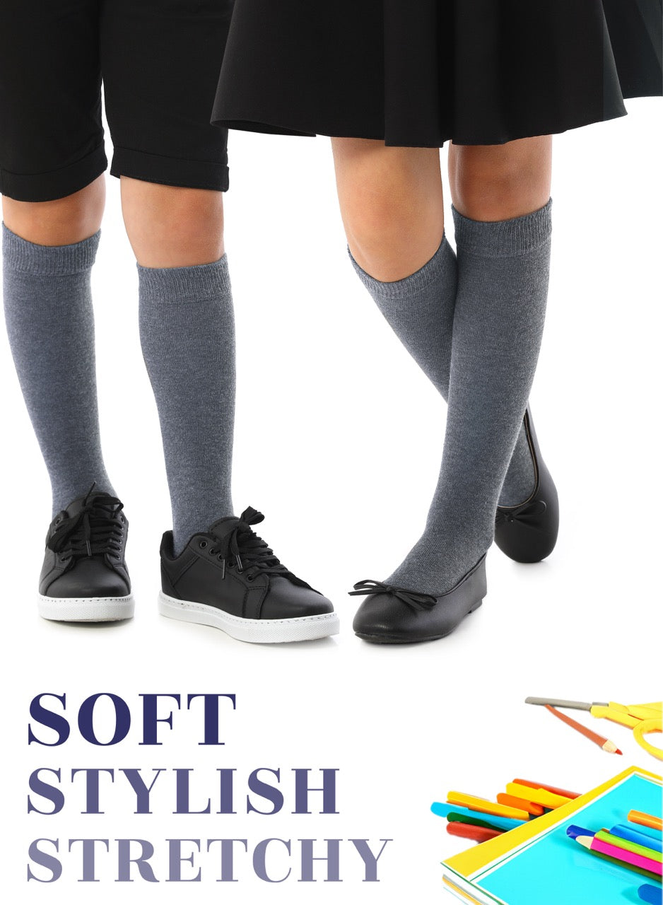 Kids' Bamboo School Knee-High Socks, 3 Pairs