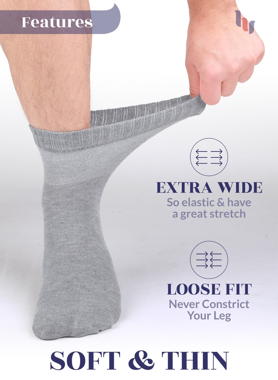 Men's Lightweight Bamboo Diabetic Ankle Socks, 4 Pairs