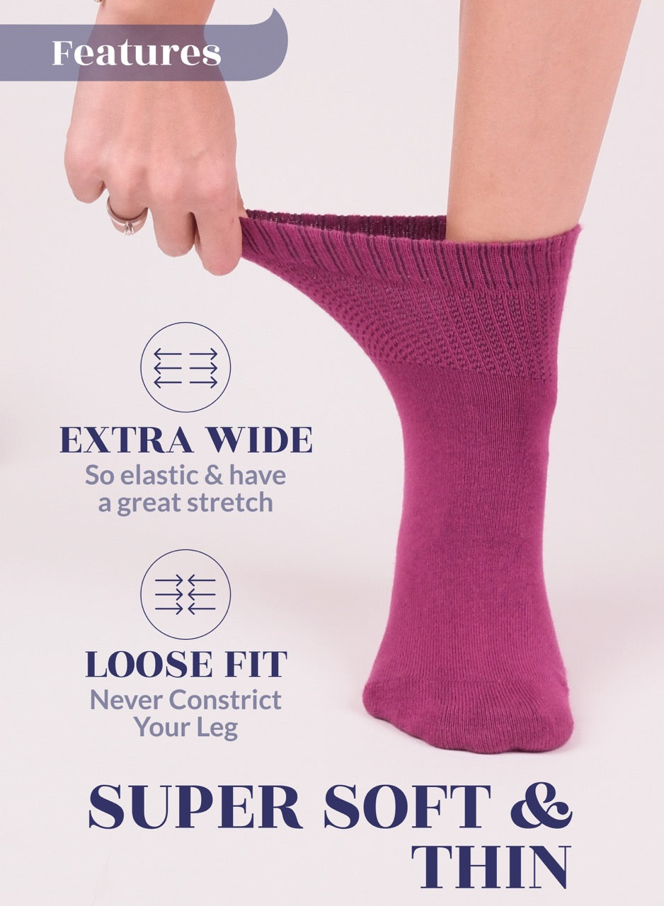 Lightweight Diabetic Bamboo Ankle Socks for Women, 4 Pairs