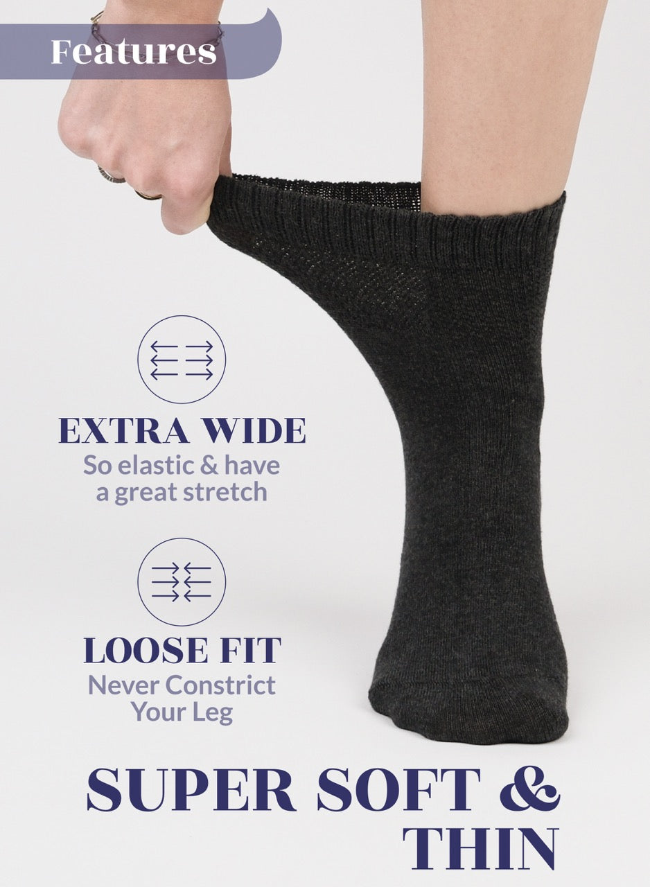 Lightweight Diabetic Bamboo Ankle Socks for Women, 4 Pairs