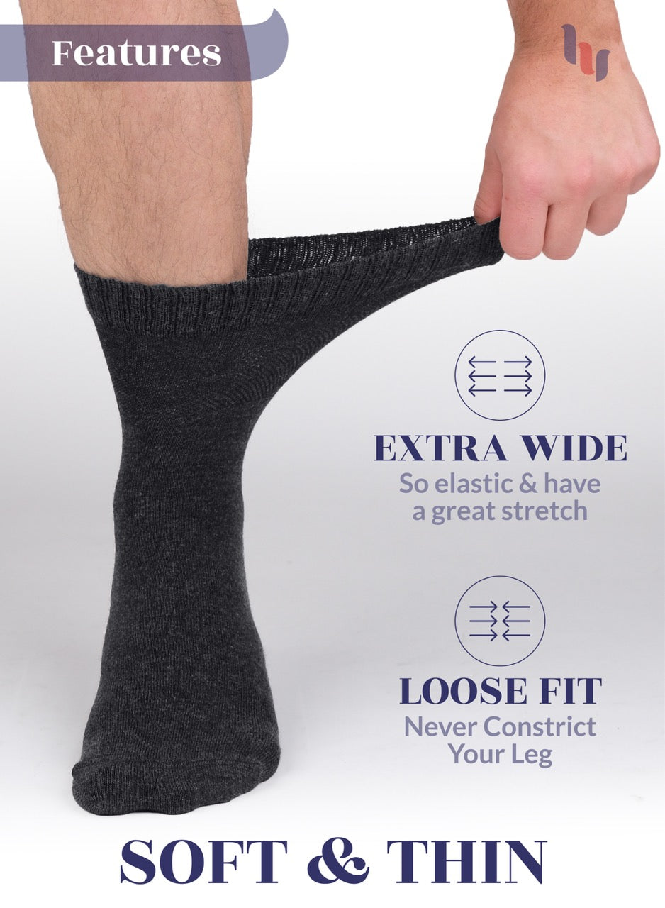 Men's Lightweight Bamboo Diabetic Ankle Socks, 4 Pairs