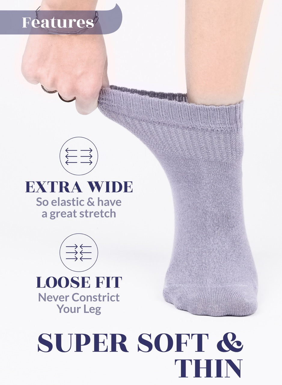 Lightweight Diabetic Bamboo Ankle Socks for Women, 4 Pairs