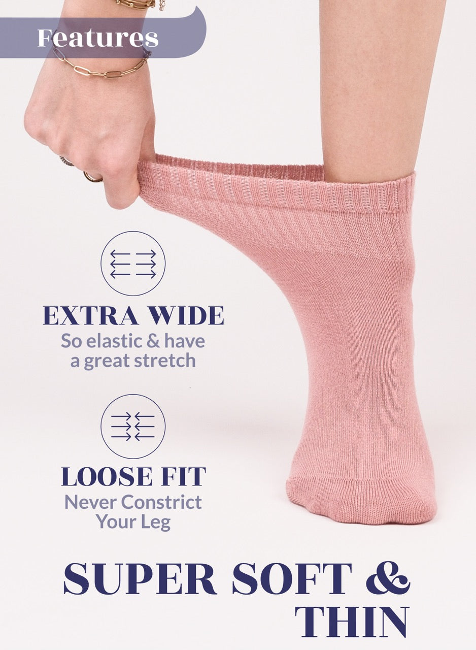 Lightweight Diabetic Bamboo Ankle Socks for Women, 4 Pairs