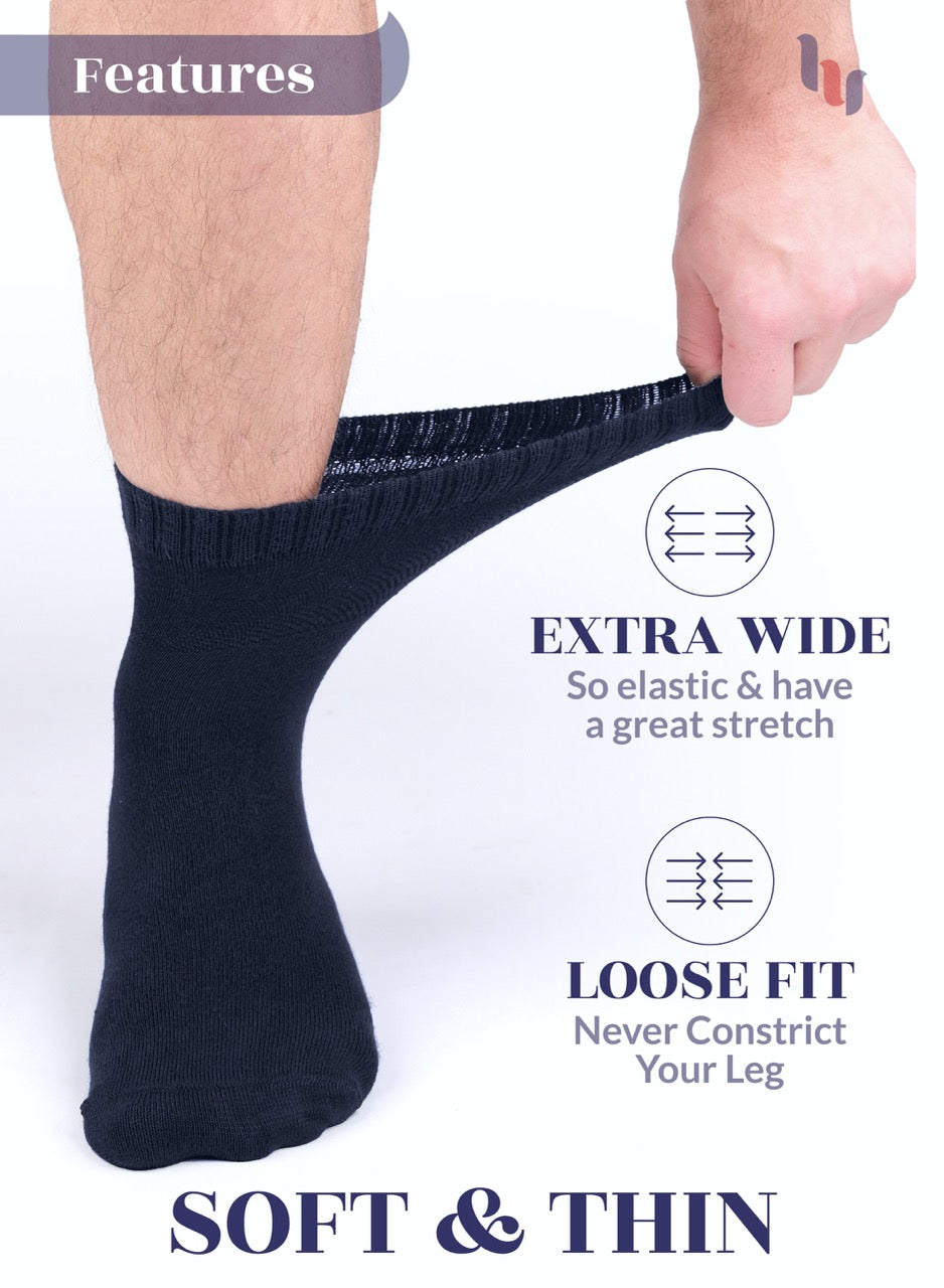 Men's Lightweight Bamboo Diabetic Ankle Socks, 4 Pairs