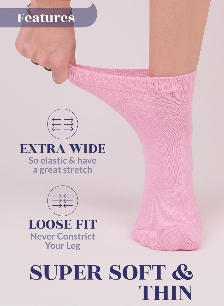 Lightweight Diabetic Bamboo Ankle Socks for Women, 4 Pairs