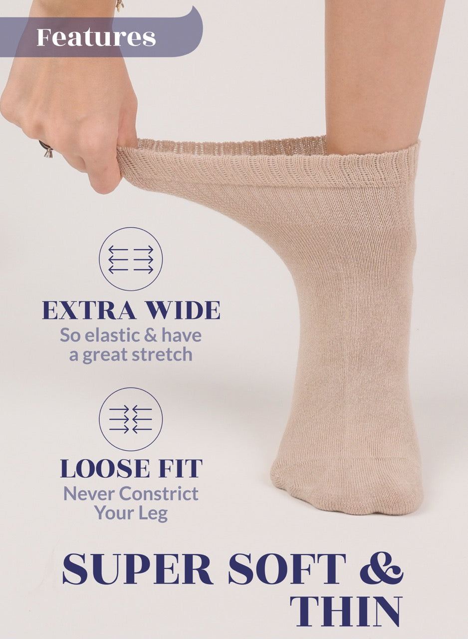 Lightweight Diabetic Bamboo Ankle Socks for Women, 4 Pairs