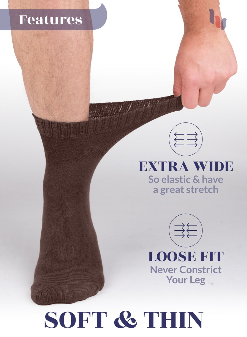 Men's Lightweight Bamboo Diabetic Ankle Socks, 4 Pairs