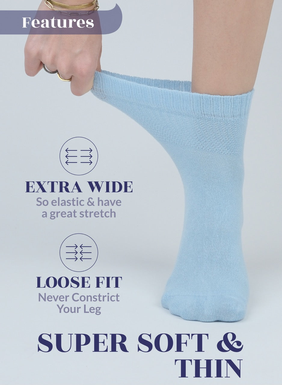 Lightweight Diabetic Bamboo Ankle Socks for Women, 4 Pairs