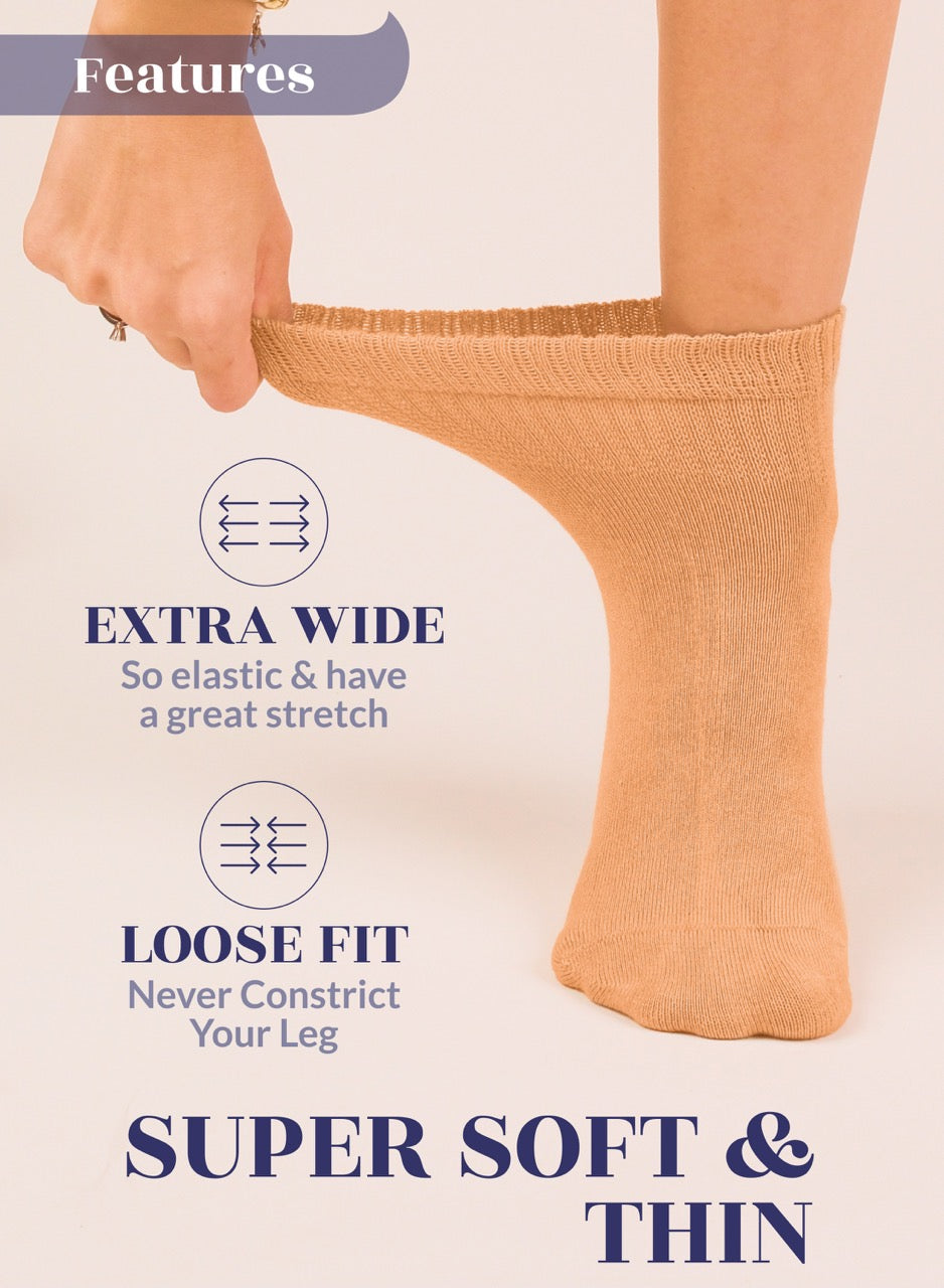 Lightweight Diabetic Bamboo Ankle Socks for Women, 4 Pairs