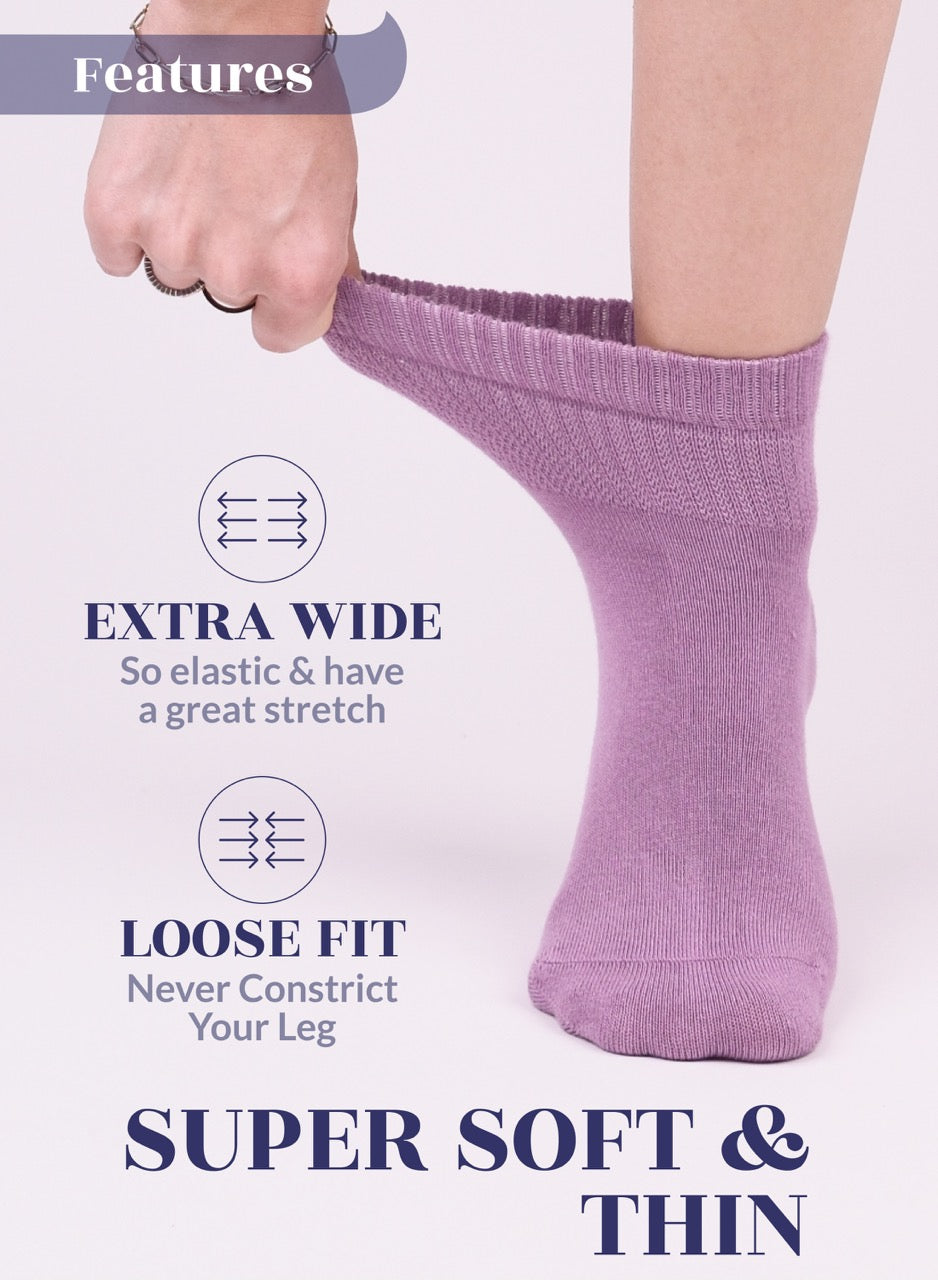 Lightweight Diabetic Bamboo Ankle Socks for Women, 4 Pairs