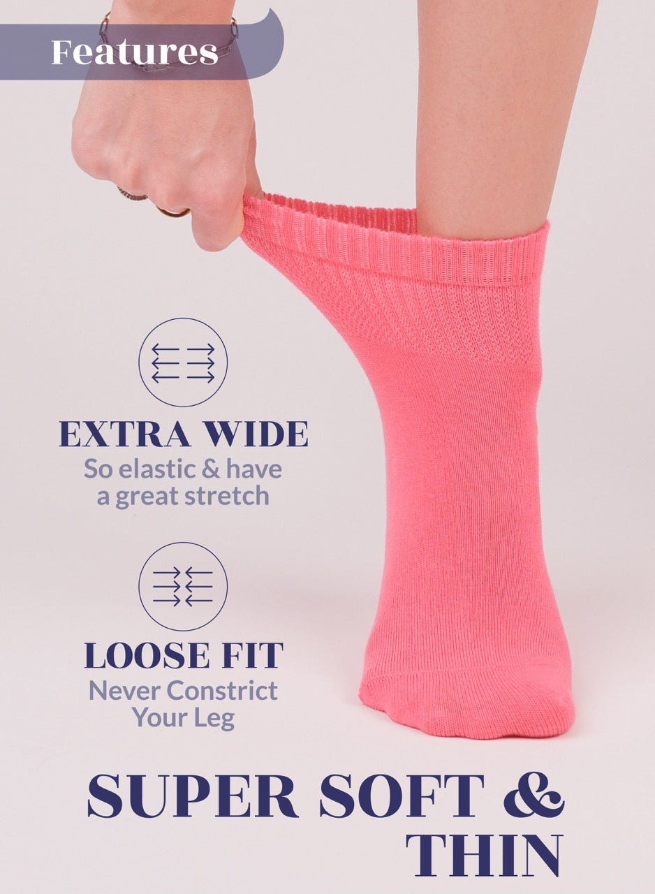 Lightweight Diabetic Bamboo Ankle Socks for Women, 4 Pairs
