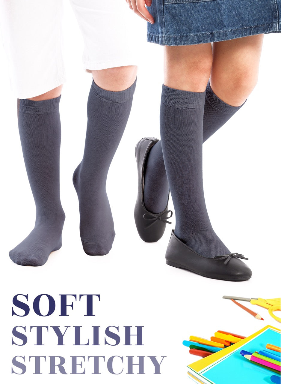 Kids' Bamboo School Knee-High Socks, 3 Pairs
