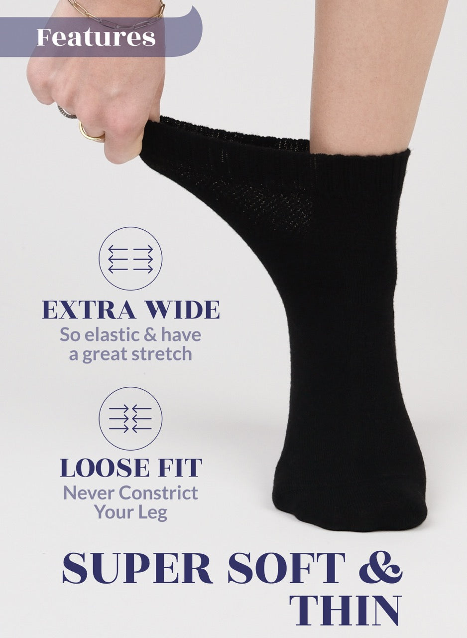 Lightweight Diabetic Bamboo Ankle Socks for Women, 4 Pairs