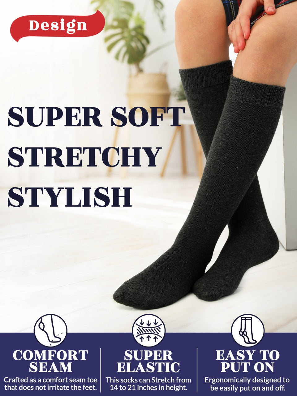 Experience the ultimate comfort and style with Hugh Ugoli Kids Bamboo School Socks. These pumpkin orange socks perfect for school or everyday wear, our high-quality knee-high socks meet uniform standards while reducing blisters and staying in place. Available in four sizes for children aged 3-14 years