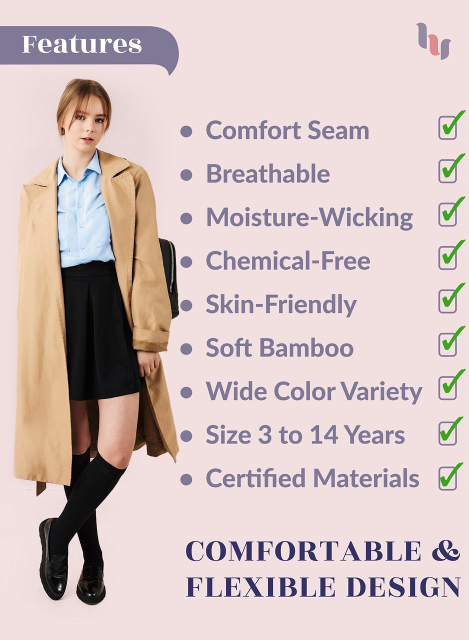 Kids' Bamboo School Knee-High Socks, 3 Pairs