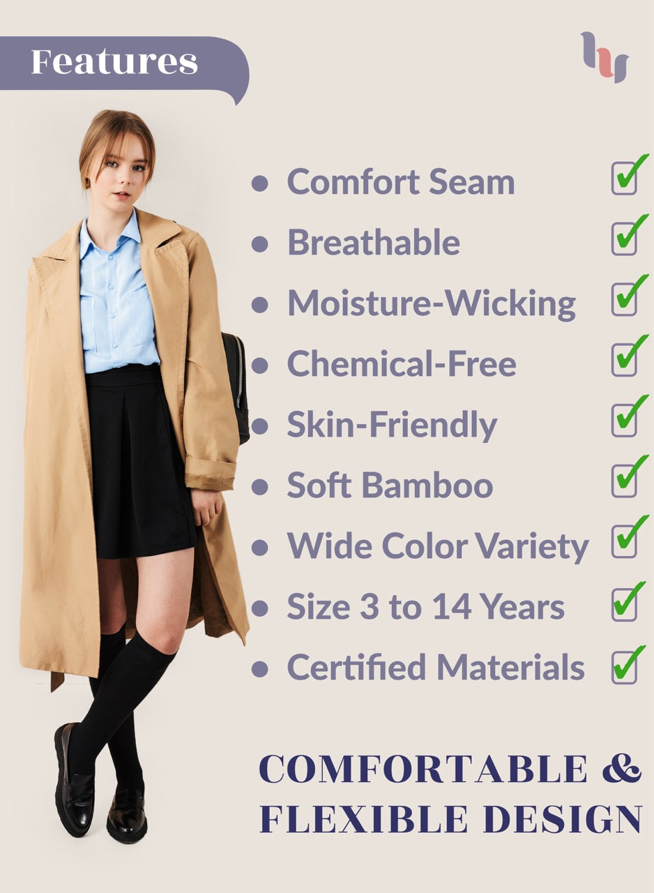 Kids' Bamboo School Knee-High Socks, 3 Pairs