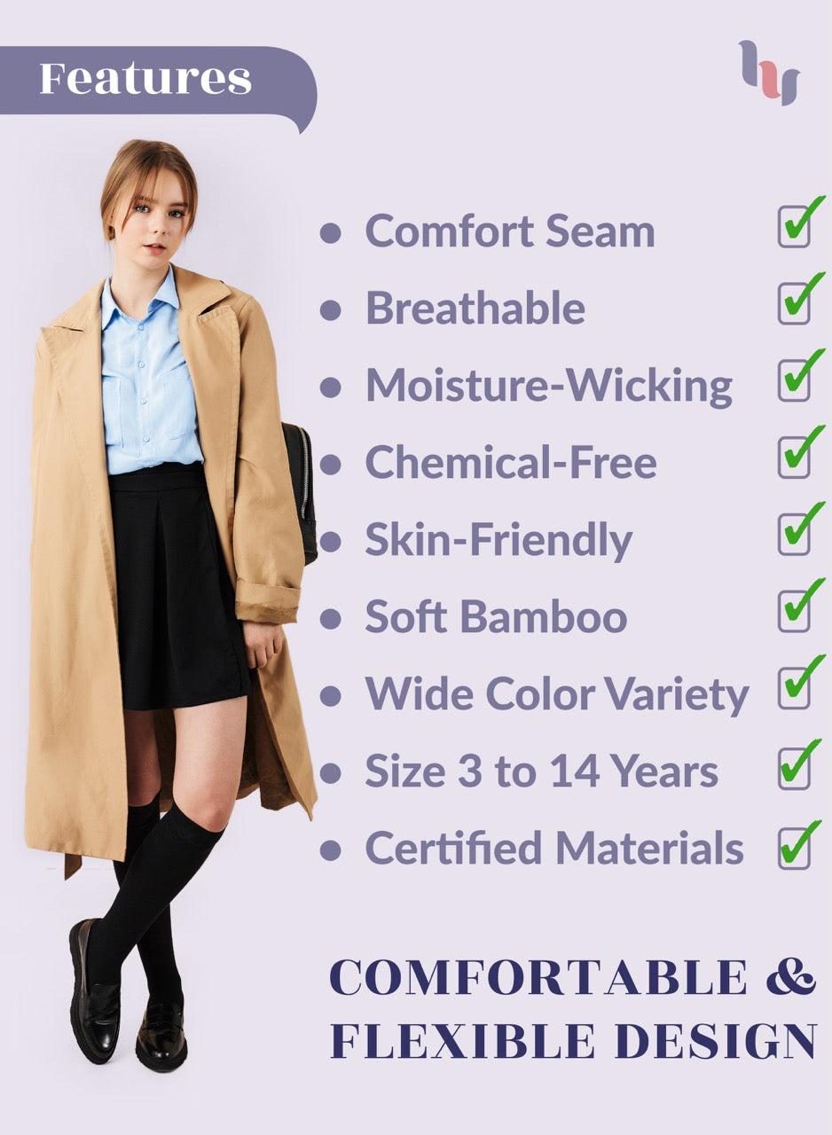 Kids' Bamboo School Knee-High Socks, 3 Pairs