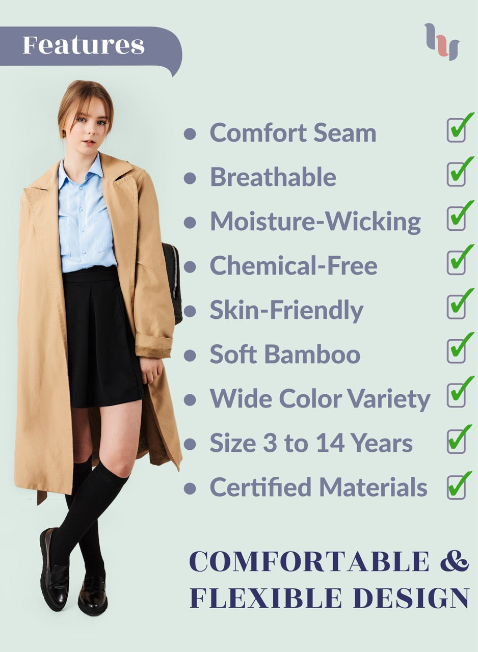 Kids' Bamboo School Knee-High Socks, 3 Pairs