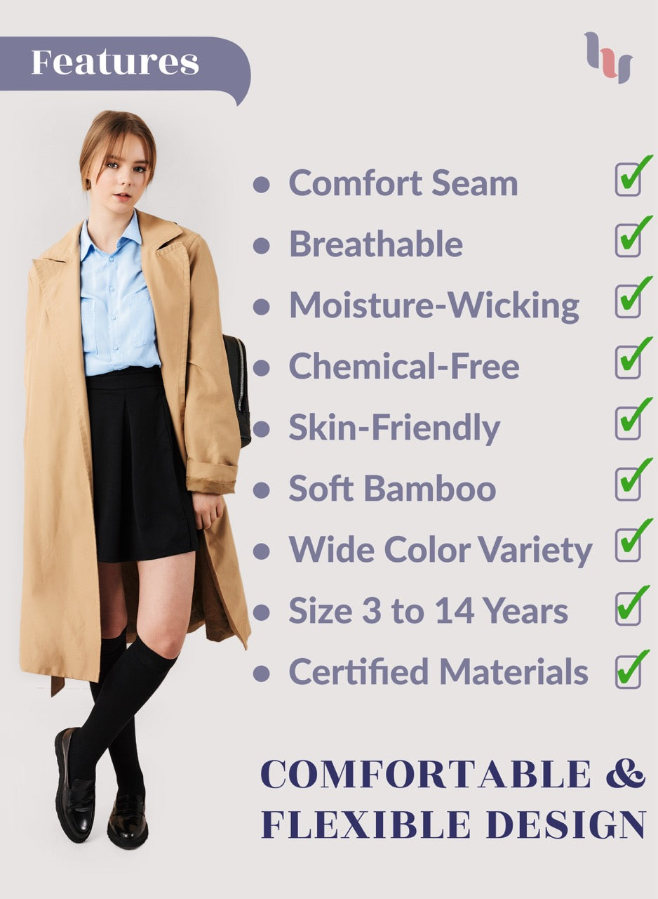 Kids' Bamboo School Knee-High Socks, 3 Pairs