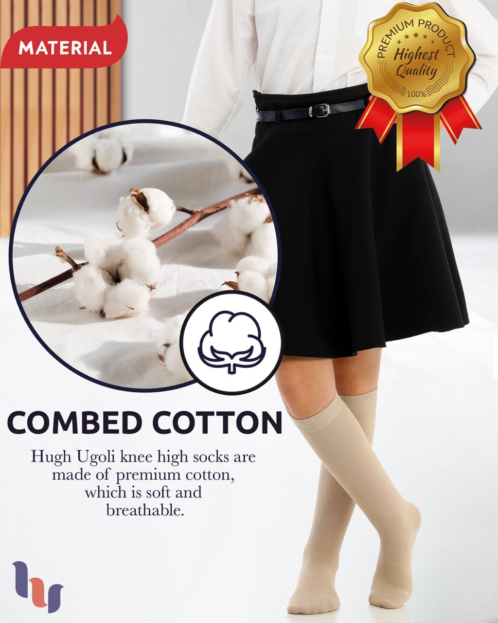 3 Pack Boys & Girls School Uniform Premium Cotton Rich Knee High