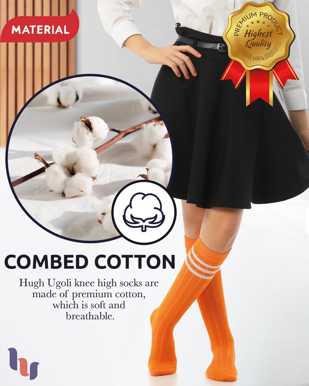 Striped Cotton Kids' Knee-High Dress Socks, 4 Pairs