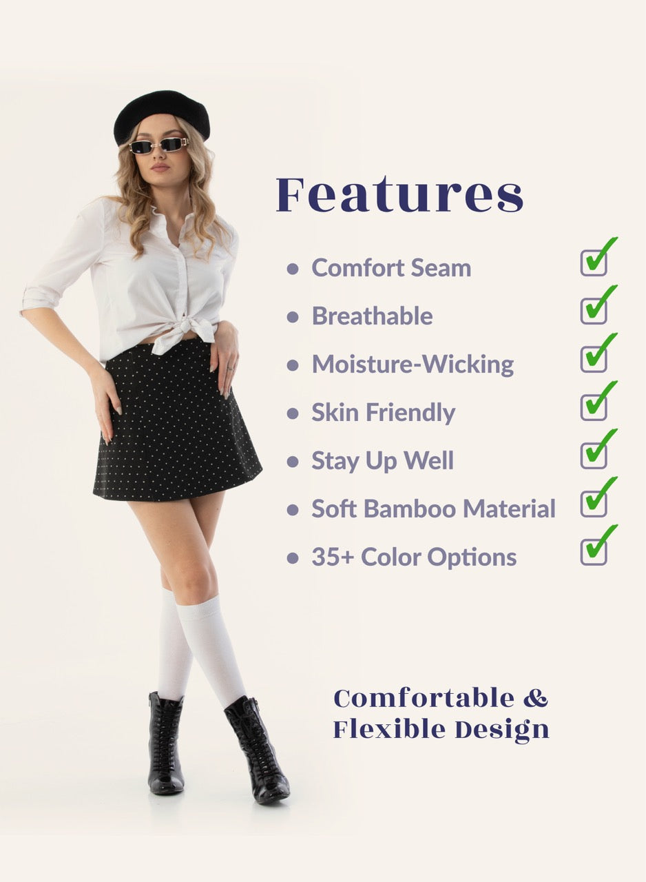 Knee-High Bamboo Dress Socks for Women, 4 Pairs