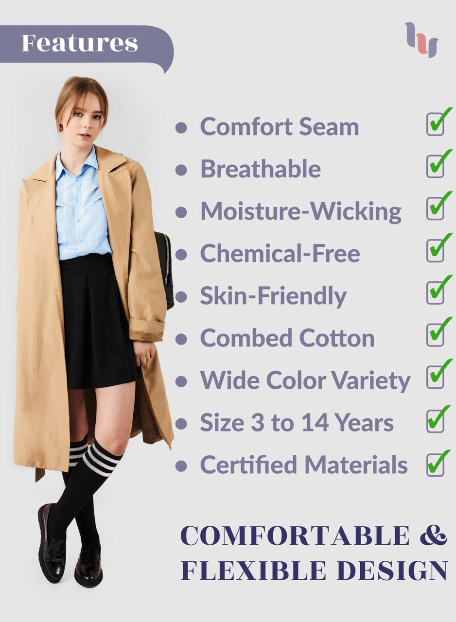 Striped Cotton Kids' Knee-High Dress Socks, 4 Pairs