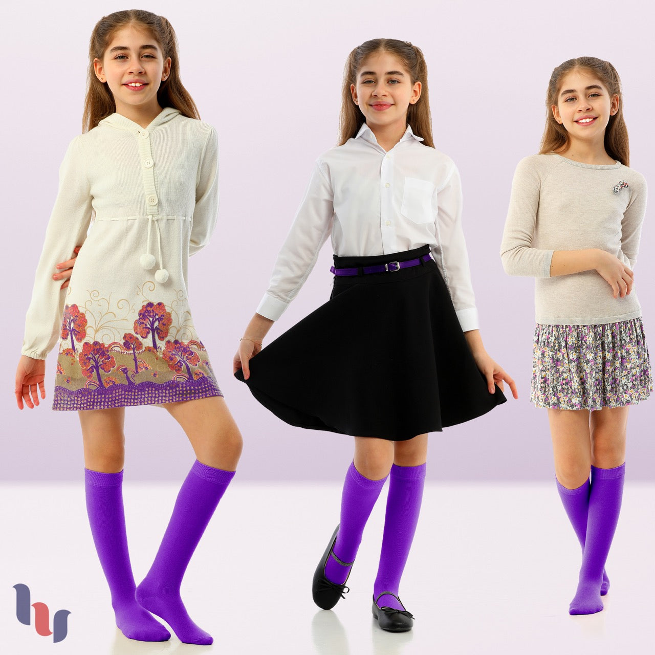 Kids' Bamboo School Knee-High Socks, 3 Pairs