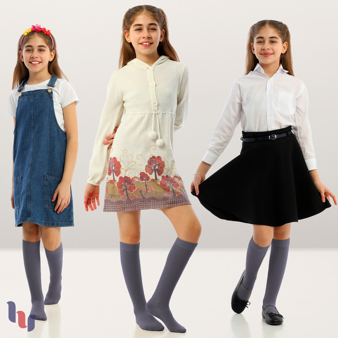 Kids' Bamboo School Knee-High Socks, 3 Pairs