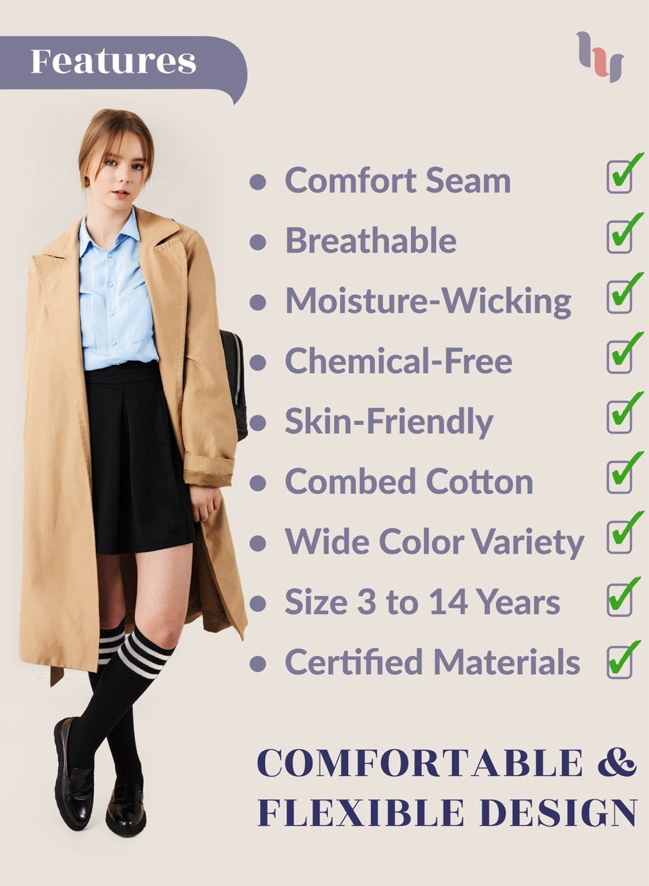 Striped Cotton Kids' Knee-High Dress Socks, 4 Pairs