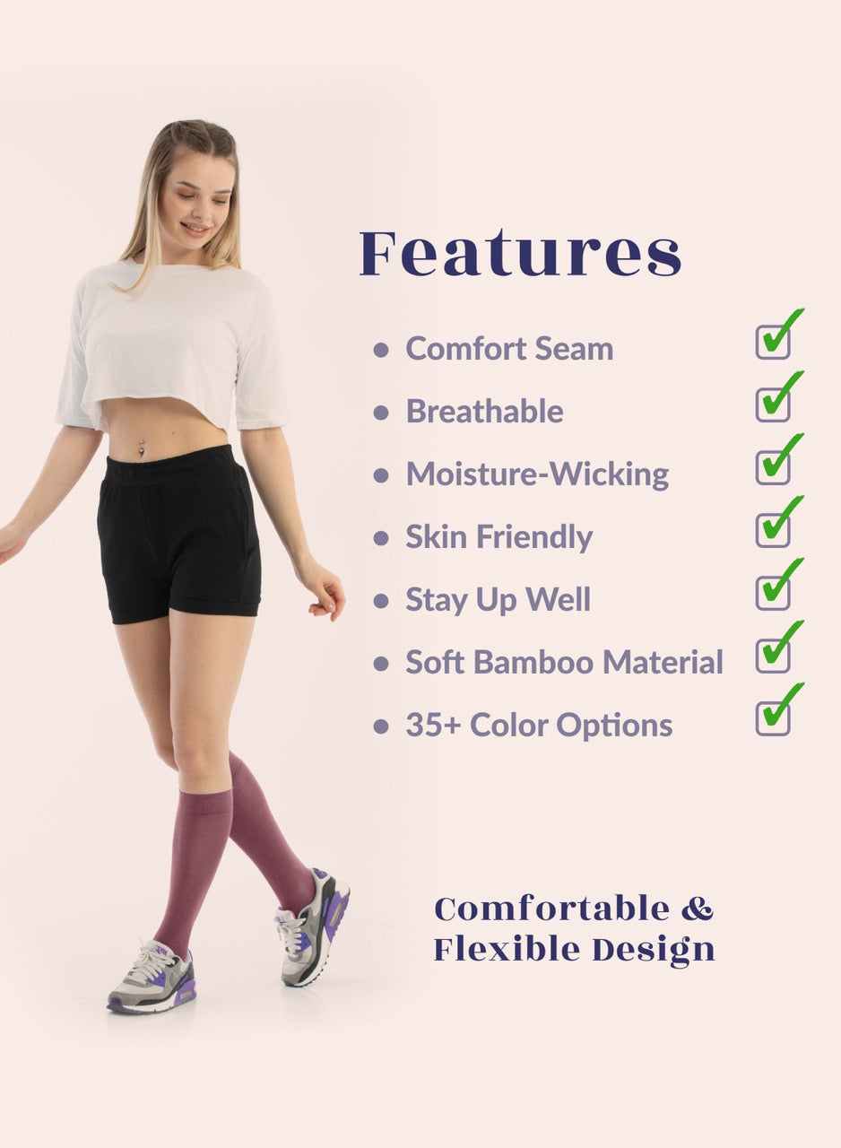 Knee-High Bamboo Dress Socks for Women, 4 Pairs