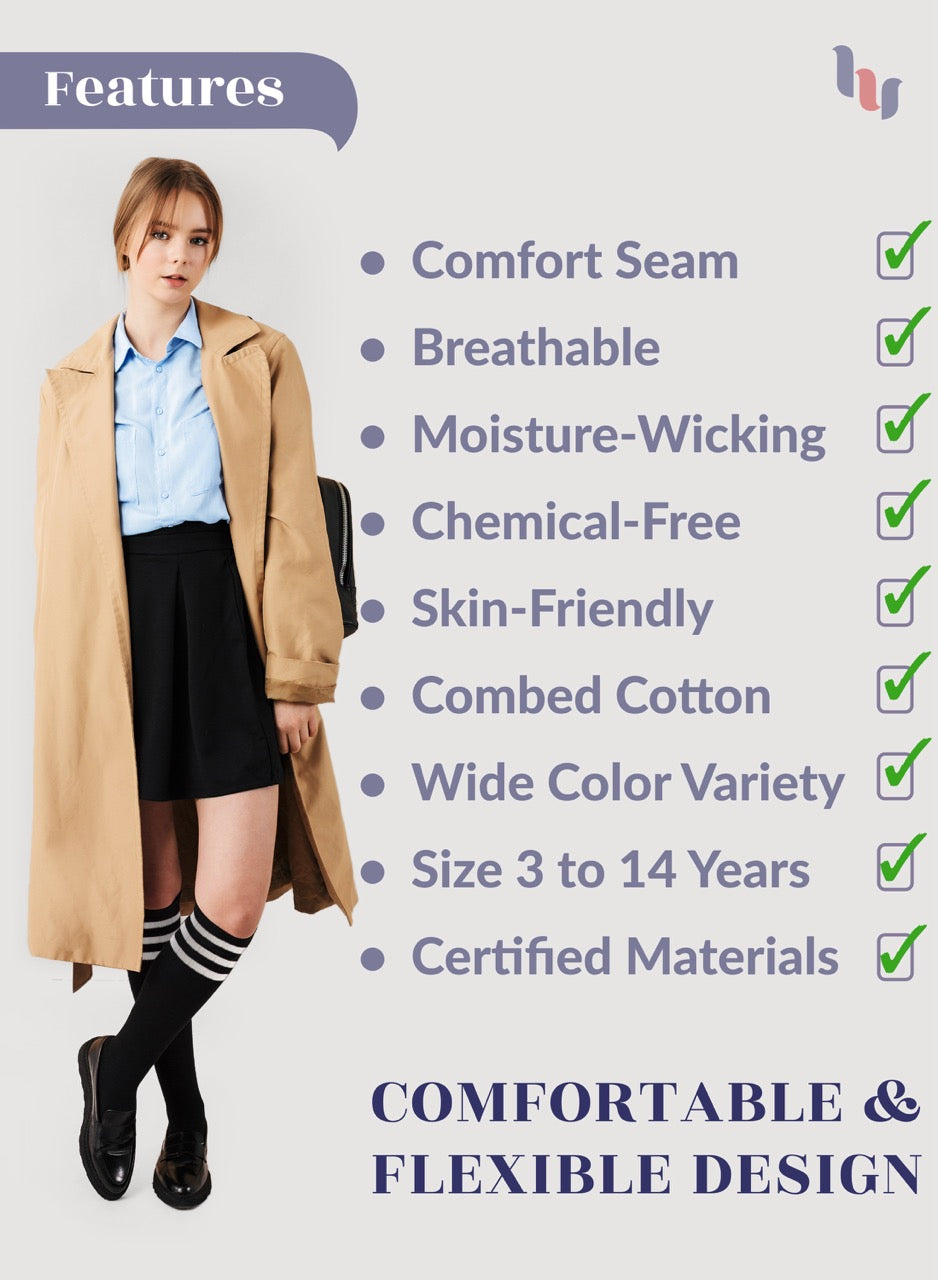 Striped Cotton Kids' Knee-High Dress Socks, 4 Pairs