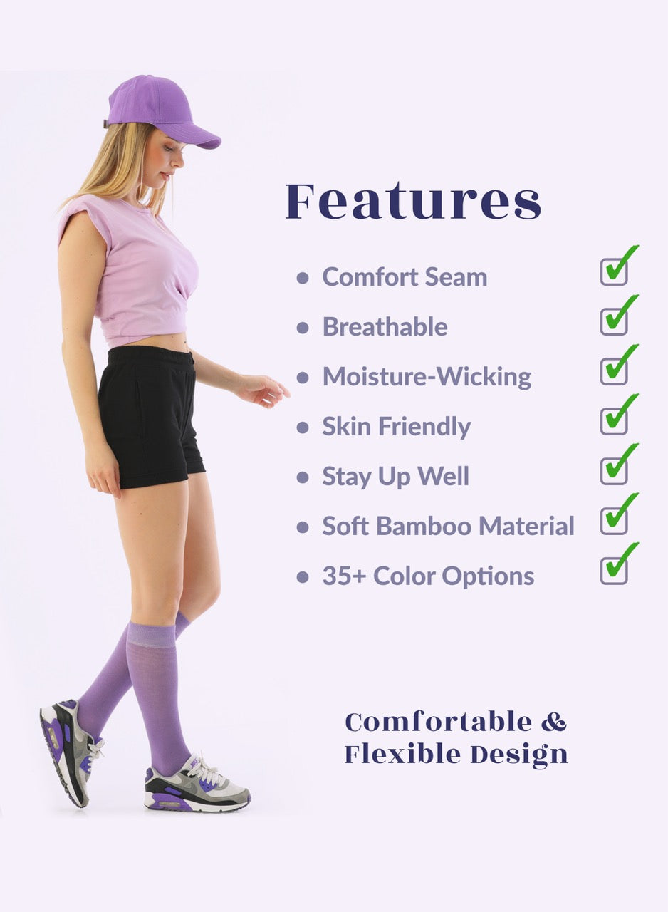 Knee-High Bamboo Dress Socks for Women, 4 Pairs