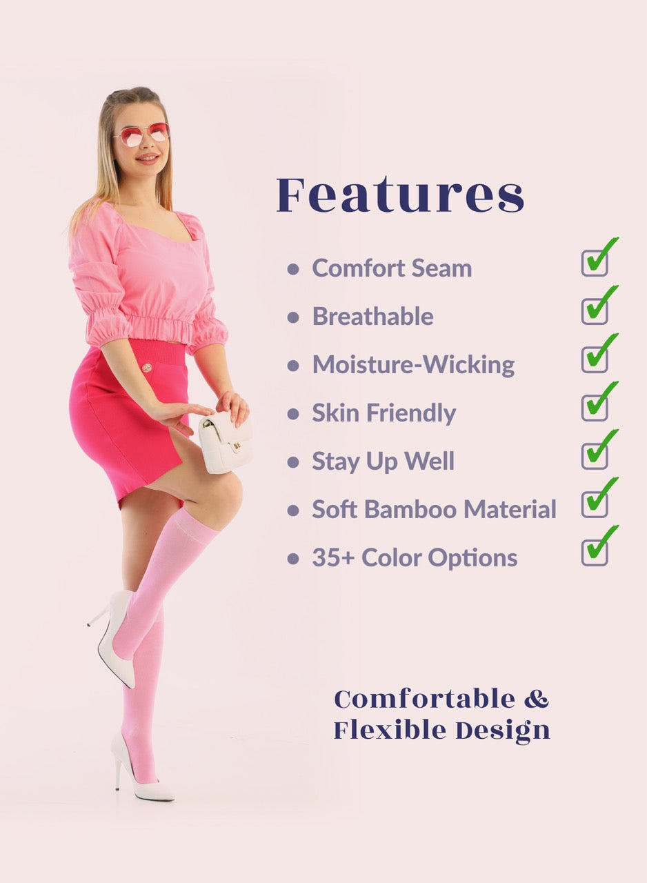 Knee-High Bamboo Dress Socks for Women, 4 Pairs