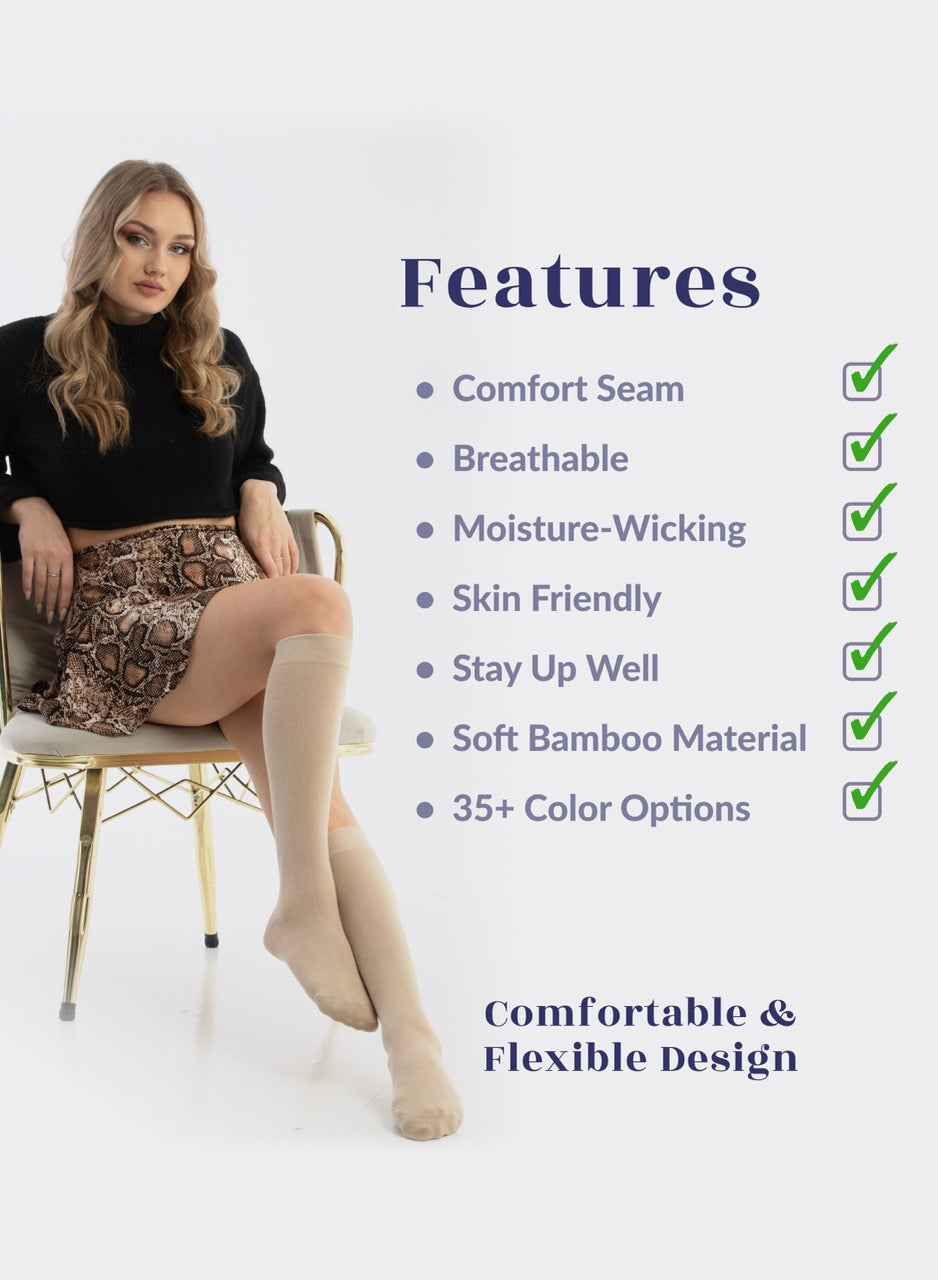 Knee-High Bamboo Dress Socks for Women, 4 Pairs