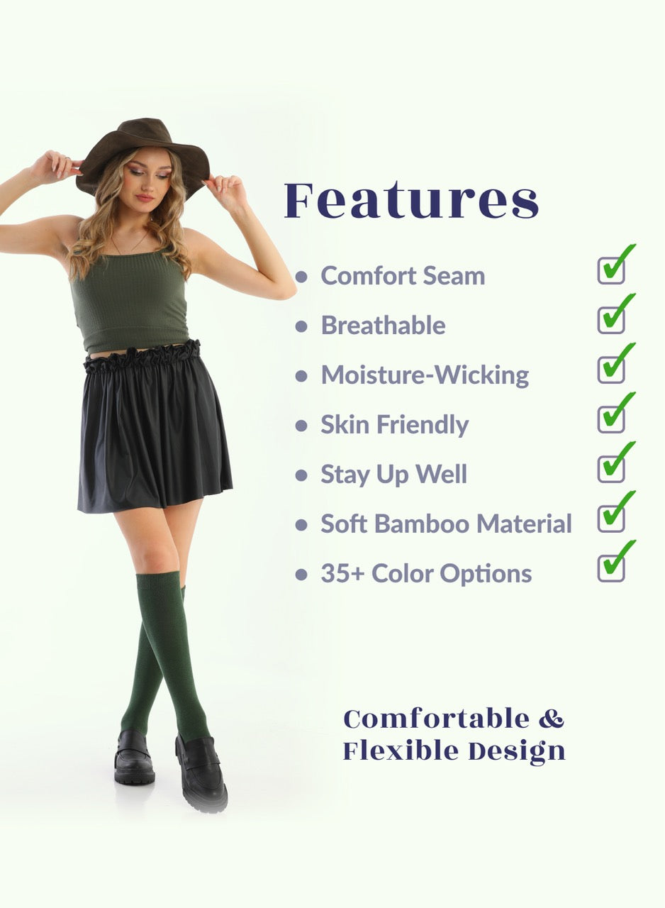 Knee-High Bamboo Dress Socks for Women, 4 Pairs