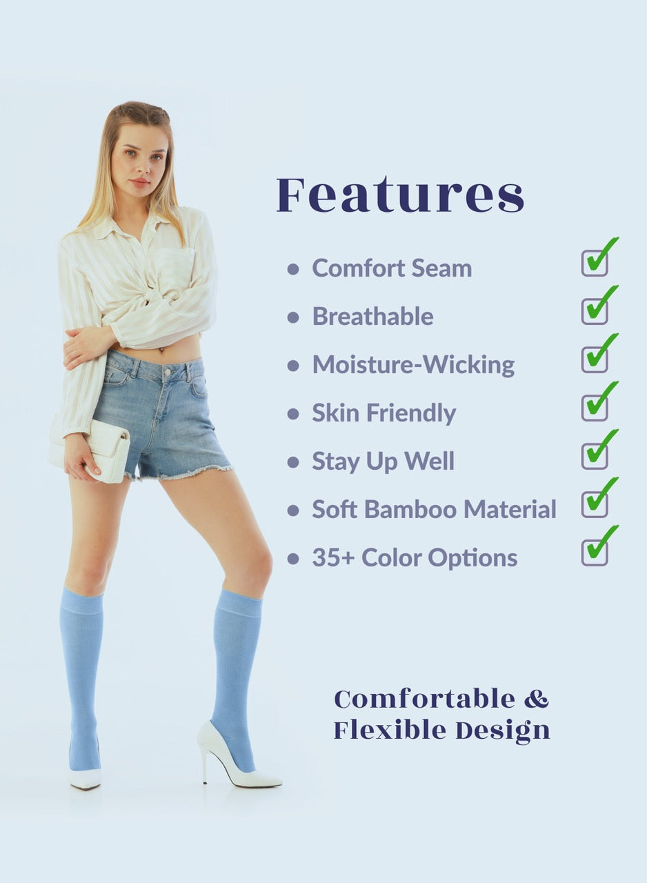 Knee-High Bamboo Dress Socks for Women, 4 Pairs