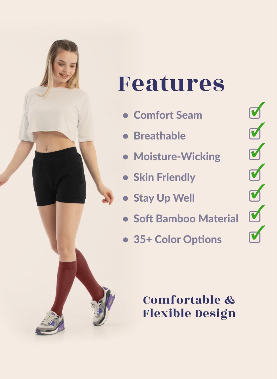 Knee-High Bamboo Dress Socks for Women, 4 Pairs