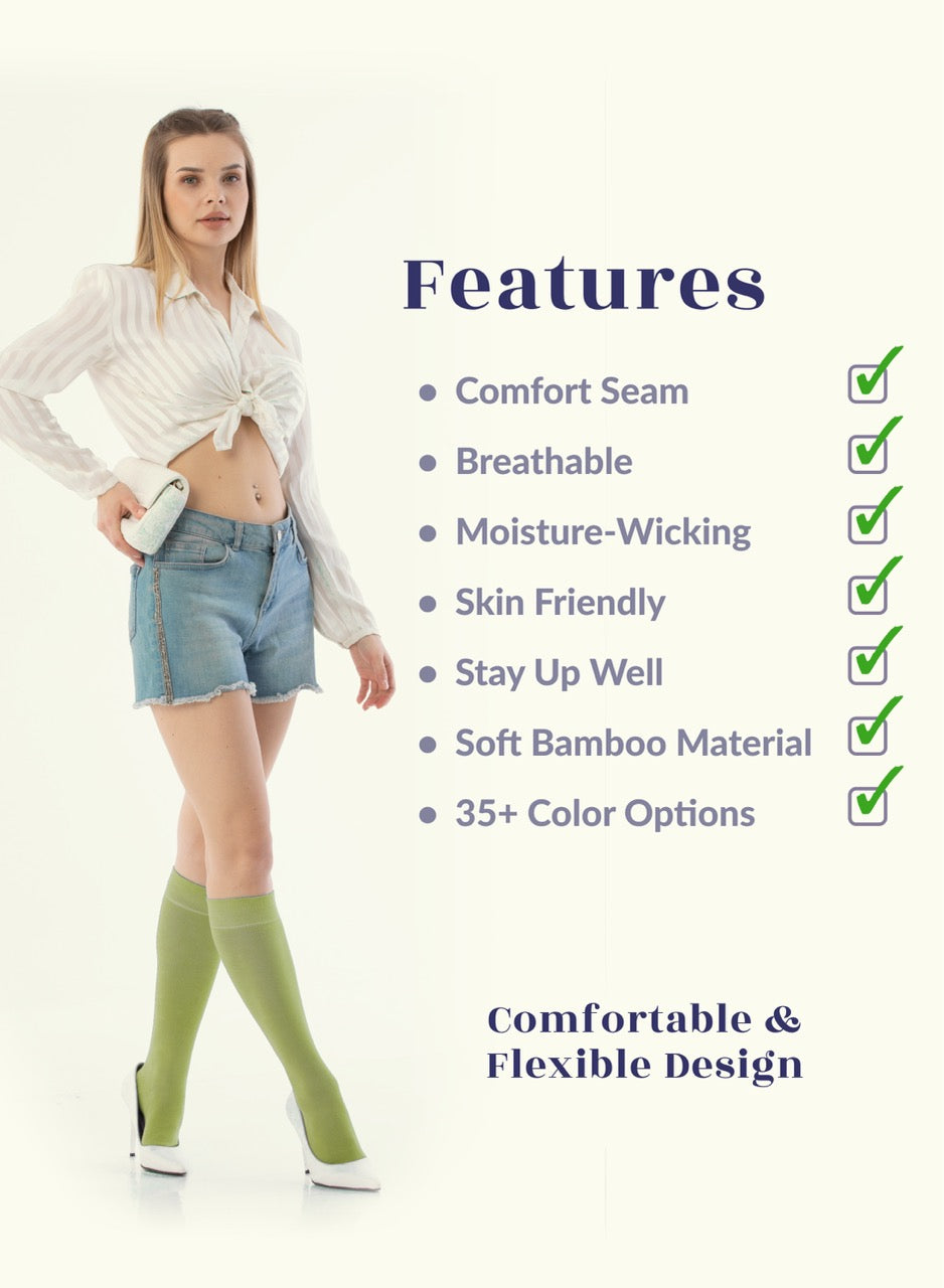 Knee-High Bamboo Dress Socks for Women, 4 Pairs