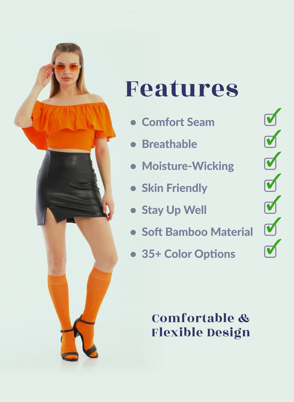 Knee-High Bamboo Dress Socks for Women, 4 Pairs