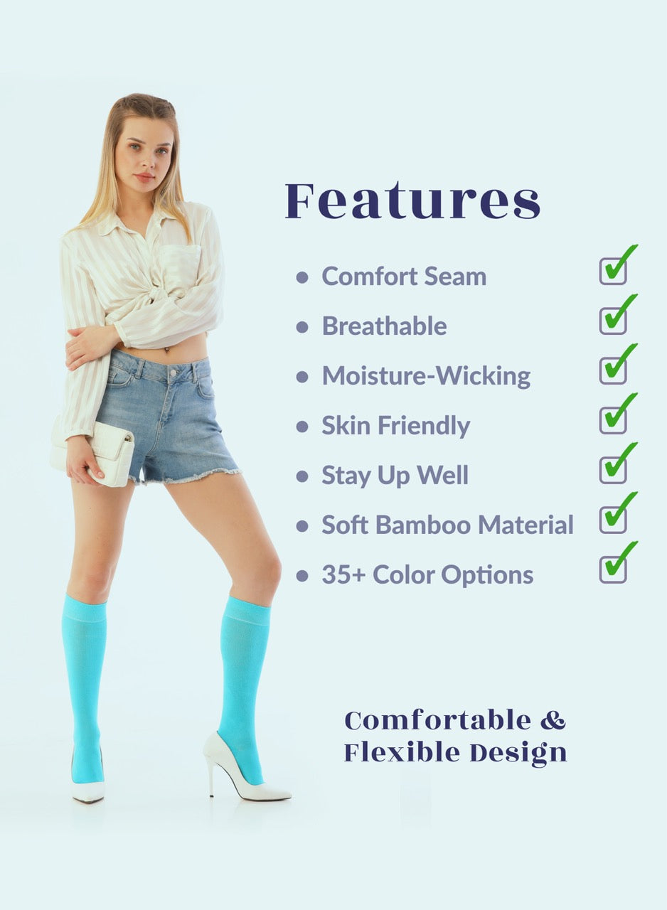 Knee-High Bamboo Dress Socks for Women, 4 Pairs