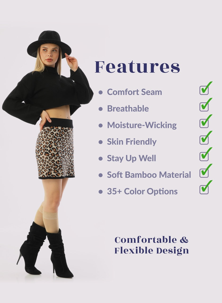 Knee-High Bamboo Dress Socks for Women, 4 Pairs